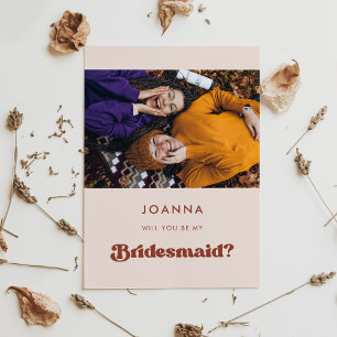 Stilvolle Retro-pfirsich pink Bridesmaid Vorschlag Einladung