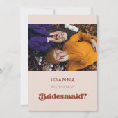 Stilvolle Retro-pfirsich pink Bridesmaid Vorschlag Einladung (Vorderseite)