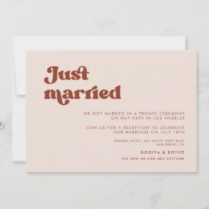 Stilvolle Retro Pfirsich Rosa "Just married"-Karte Einladung
