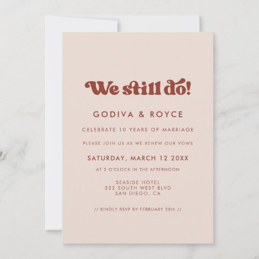 Stilvolle Retro-pfirsichfarben Wir machen noch imm Einladung (Vorderseite)