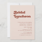Stilvolle Retro pfirsichrosa Bridal Mittagessen Einladung (Vorderseite)