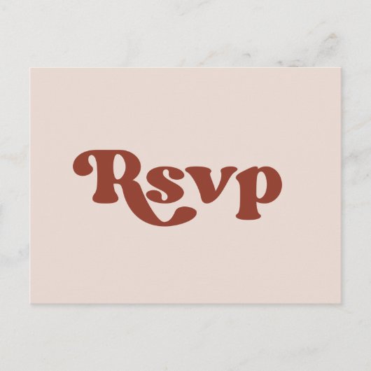 Stilvolle Retro pfirsichrosa Hochzeit RSVP Postkarte (Vorderseite)