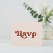 Stilvolle Retro pfirsichrosa Hochzeit RSVP Postkarte (Stehend Vorderseite)