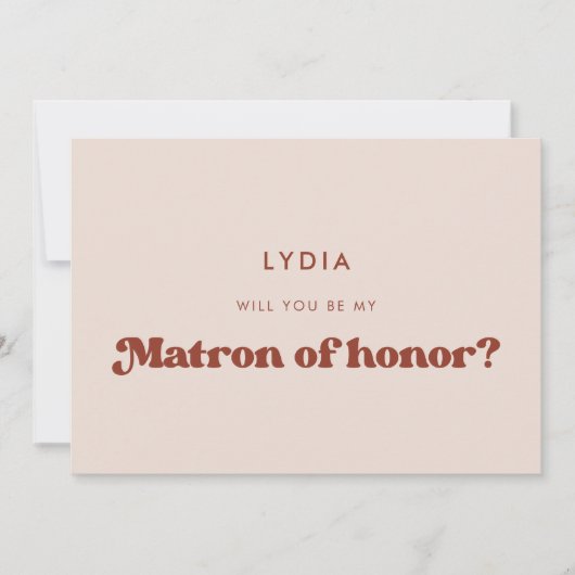 Stilvolle Retro pfirsichrosa Matron der Ehrenkarte Einladung (Vorderseite)