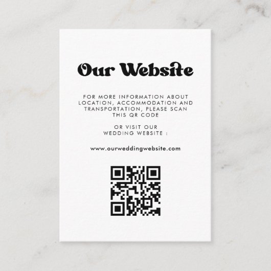 Stilvolle Retro QR Code Hochzeitswebsite Begleitkarte (Vorderseite)