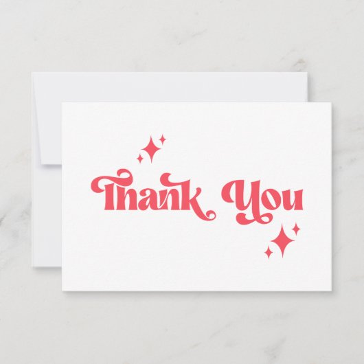 Stilvolle Retro Red & White Groovy Script Wedding Dankeskarte (Vorderseite)