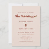 Stilvolle Retro-Rosa-Hochzeit Einladung (Vorderseite)