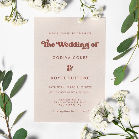 Stilvolle Retro-Rosa-Hochzeit Einladung