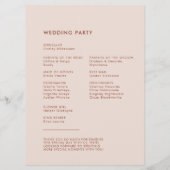 Stilvolle Retro-Rosa-Hochzeit Programm (Rückseite)