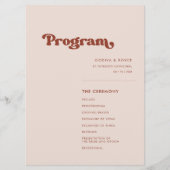 Stilvolle Retro-Rosa-Hochzeit Programm (Vorderseite)