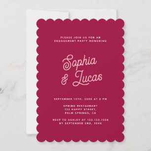 Stilvolle Retro-Rosa-Magenta-Hochzeitsparty Einladung