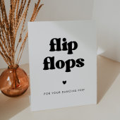 Stilvolle Retro schwarz & weiß Flip Flops Hochzeit Sockelschild