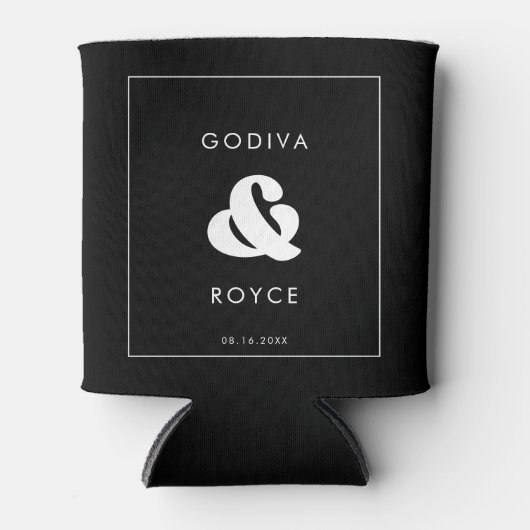 Stilvolle Retro-Schwarz-Weiß-Hochzeit Dosenkühler (Vorderseite)