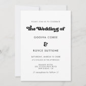 Stilvolle Retro-Schwarz-Weiß-Hochzeit Einladung (Vorderseite)