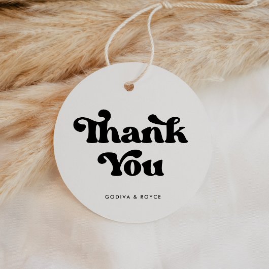 Stilvolle Retro-Schwarz-Weiß-Hochzeit Geschenkanhänger