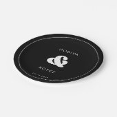 Stilvolle Retro-Schwarz-Weiß-Hochzeit Pappteller (Schrägansicht)