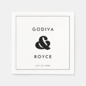 Stilvolle Retro-Schwarz-Weiß-Hochzeit Serviette (Vorderseite)