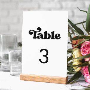 Stilvolle Retro-Schwarz-Weiß-Hochzeit Tischnummer