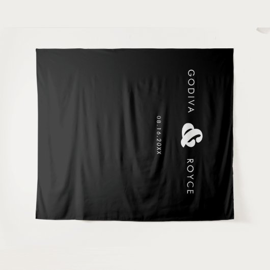 Stilvolle Retro-Schwarz-Weiß-Hochzeit Wandteppich (Vorderseite (Horizontal))