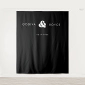 Stilvolle Retro-Schwarz-Weiß-Hochzeit Wandteppich (Vorderseite)