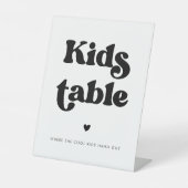Stilvolle Retro schwarz & weiß Kindertisch Hochzei Sockelschild (Vorderseite)