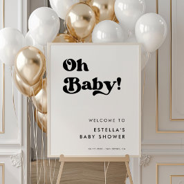 Stilvolle Retro schwarz & weiß Oh Baby Poster