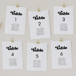Stilvolle Retro-Schwarz-Weiß-Sitzkarten Tischnummer<br><div class="desc">Ein Retro-Chic-Thema: adoptier dieses etwas Vintage und stilvolle typografische Design für dein Hochzeitsgeschenk mit einem klassischen Schwarz-Weiß-Thema. Anpassbarer Text,  Farben und Hintergrund.</div>