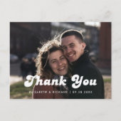 Stilvolle Retro Schwarz-weiß Wedding Danke Foto Postkarte (Vorderseite)