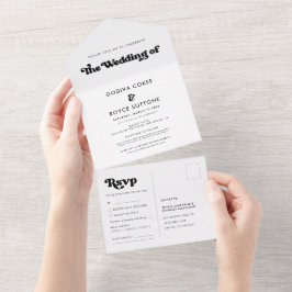 Stilvolle Retro schwarze Hochzeit in einer Einladu All In One Einladung