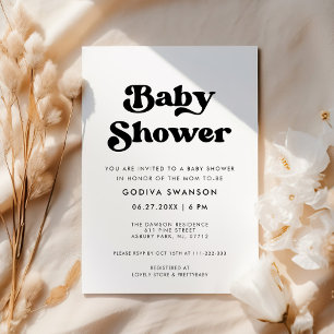 Stilvolle retro-schwarze und weiße Baby-Party zur Einladung