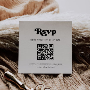 Stilvolle retro-schwarze und weiße QR-Code-RSVP-An Begleitkarte