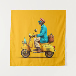 Stilvolle Retro Scooter-Fahrt Wandteppich