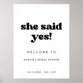 Stilvolle Retro Sie sagte ja Brautparty Poster (Vorne)
