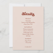 Stilvolle Retro Terracotta Bachelorette Wochenende Einladung (Rückseite)