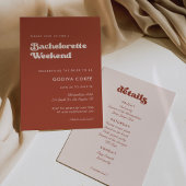 Stilvolle Retro Terracotta Bachelorette Wochenende Einladung