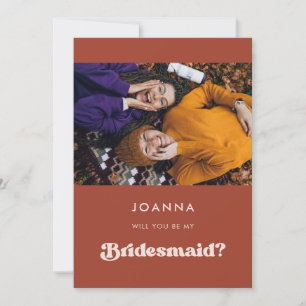 Stilvolle Retro Terracotta Bridesmaid Vorschlag Ka Einladung