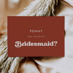 Stilvolle Retro Terracotta Bridesmaid Vorschlag Ka Einladung
