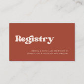 Stilvolle Retro Terracotta Hochzeitskasse Begleitkarte (Vorderseite)