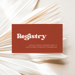 Stilvolle Retro Terracotta Hochzeitskasse Begleitkarte