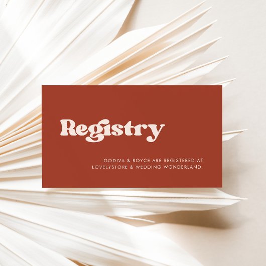 Stilvolle Retro Terracotta Hochzeitskasse Begleitkarte