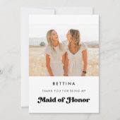 Stilvolle Retro-Trauzeugin danke Ihnen Fotokarte Einladung (Vorderseite)