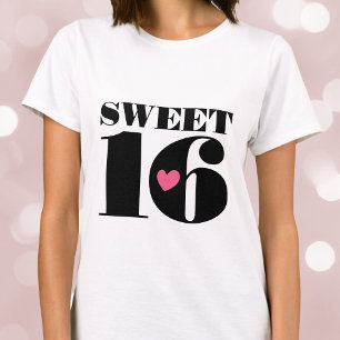 Stilvolle Retro Typografie 16 . Geburtstag Black P T-Shirt