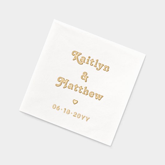 Stilvolle Retro Typografy Names Elegant Wedding Servietten Mit Folie (Links)