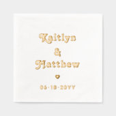 Stilvolle Retro Typografy Names Elegant Wedding Servietten Mit Folie (Vorderseite)