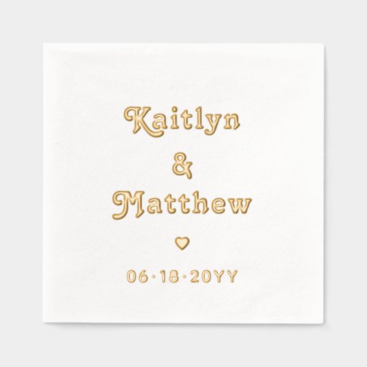 Stilvolle Retro Typografy Names Elegant Wedding Servietten Mit Folie (Vorderseite)