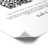 Stilvolle Retrofonds schwarz-weiß Honeymoon QR-Cod Poster (Ecke)