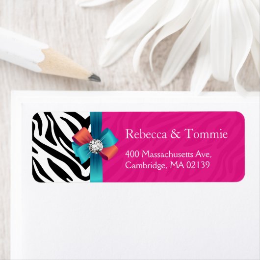 Stilvolle Ribbon Bow Hot Pink Zebra Print (Insitu)