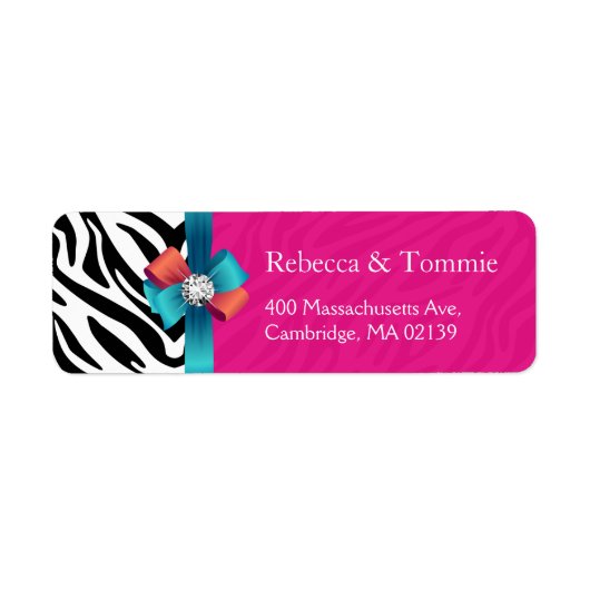 Stilvolle Ribbon Bow Hot Pink Zebra Print (Vorne)