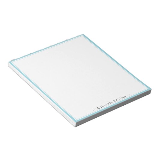Stilvolle Robin Egg Blue Border Name Notepad Gesch Notizblock (angewinkelt)