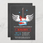 Stilvolle Rock and Roll Rock a Bye Baby Dusche Einladung (Vorne/Hinten)